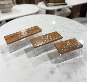 กล่องช็อคโกแลตไม้อเนกประสงค์พร้อมฝาไม้หรูหราและไข่มุกสำหรับช็อคโกแลตวันที่และสินค้าอื่นๆจากอินเดีย - Product Image 1