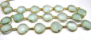 Chaîne de connecteurs à facettes en forme de cœur en calcédoine aqua naturelle, style briolette - Product Image 3