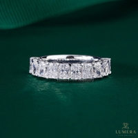Anillo de Eternidad de Diamantes Cultivados en Laboratorio con Corte Radiante, Certificado por IGI, de Lujo, para Aniversario de Bodas, para Mujer