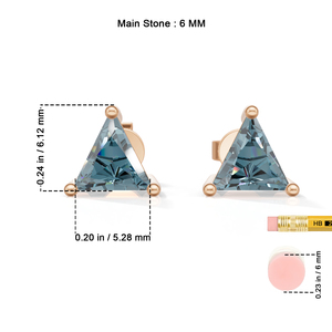 Rose Gold Plated Sterling <b>Silver</b> Trillion Cut London Topaz Prong <b>Set</b> <b>Stud</b> <b>Earrings</b> Classic Women's Jewelry Heerani Jewels Water - Product Image 6