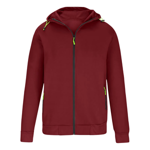 Men's Hooded Zip-Up Sweatshirt Solid Color Regular Fit Casual Style Breathable French Terry Fabric Autumn Wear - Product Image 3