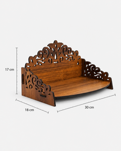 Wall Hanging Hindu Wooden Pooja Temple with storage shelf Handcrafted Wooden Temple Mandir Laser Cut MDF Pooja table top Stand - Product Image 3