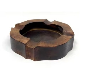 Cendrier en bois de noyer tendance avec 4 fentes et incrustations en bois, accessoire de fumeur pour la maison, le bar et le bureau - Product Image 5