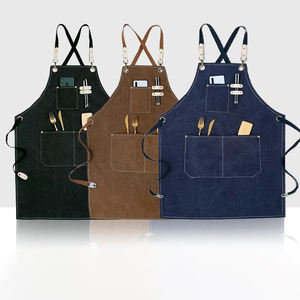 Tablier sans manches en toile de coton unisexe avec logo personnalisé bavoir ajustable pour la cuisine, la cuisson, le bar, le café, le <span class=keywords><strong>chef</strong></span> ou le nettoyage - Product Image 2