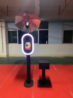 Photobooth Oval Logam yang Dapat Dilepas dan Disesuaikan Ketinggiannya, Dilengkapi Lampu Flash RGB dan Payung DSLR untuk Sewa Peralatan Pernikahan dan Bar