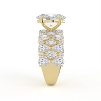 Anillo llamativo de diamante de corte ovalado con mosaico de celosía, ancho de 1155 mm, oro amarillo, pera marquesa, joyería nupcial fina