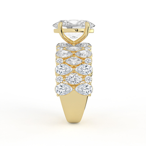 Anillo llamativo de diamante de corte ovalado con mosaico de celosía, ancho de 1155 mm, oro amarillo, pera marquesa, joyería nupcial fina - Product Image 6