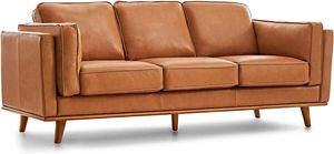 Sofá de 3 Plazas Tapizado de Lujo Estilo Mid-Century, con Madera Sólida y Reposabrazos de Madera, Máxima Comodidad, para Salón de Hotel - Product Image 3