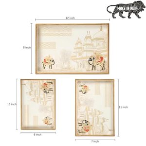Plateau de service rectangulaire en émail et bois, décoratif, pour collations et desserts, thème Noël, luxe moderne, résistant à la chaleur, léger - Product Image 4