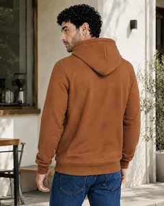 <b>Men's</b> Winter Casual Hoodies 100% Cotton Fleece Regular Fit Solid Color Windproof Waterproof Eco-Friendly <b>Black</b> <b>Sweatshirt</b> - Product Image 2