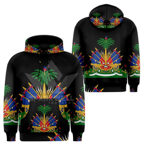 Sudadera con Capucha Negra para Hombre, Diseño con Escudo Nacional, Estampado por Sublimación, Estilo Casual, Corte Regular, Tejido de Punto, 100% Algodón, Otoño - Product Image 3