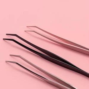 Pinces à cils en acier inoxydable de précision, pointe lisse, options de couleurs noir, rose, argent pour extensions de cils - Product Image 2