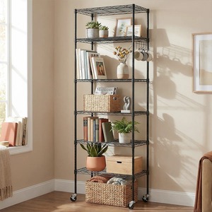 Étagère de cuisine multi-usages en acier inoxydable noir durable à 6 niveaux, autoportante, à prix avantageux - Product Image 1
