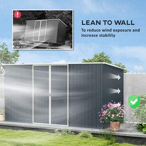 Capanno da Giardino 3,4m x 1,7m Grigio Freddo, Struttura in Metallo Zincato per Esterni, con Porta Lucchettabile, Ideale per Giardino, Patio e Biciclette - Product Image 5