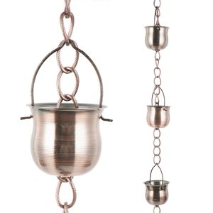 Chaîne de pluie artisanale en fer, design traditionnel, pour le drainage de l'eau de pluie et la décoration paysagère de jardin - Product Image 4