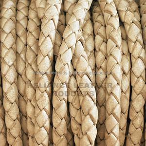 Cordón de Cuero Trenzado Redondo Genuino de Lujo Natural de 5 mm, Cuerda de Cuero para Manualidades Ultra Suave y Flexible - Product Image 3
