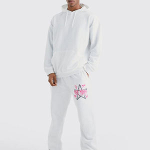 Survêtement décontracté pour homme OEM, hiver, 2 en 1, polaire uni imprimé, à capuche, blanc, 100% coton, streetwear, taille XL, respirant, design avec logo - Product Image 1