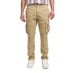 Pantalon cargo kaki pour homme, coupe droite, plusieurs poches, en toile, style décontracté, coton mi-lourd, fermeture boutonnée, idéal pour l'été - Product Image 1
