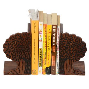 Porte-livres en bois de Sheesham faits à la main pour étagère, supports de livres en bois robustes pour table, bibliothèque à domicile, bureau, décoration - Product Image 3