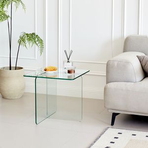 Small Tempered <b>Clear</b> Glass Night Stand Tea <b>Table</b> Coffee <b>Table</b>-Durable and Elegant SideTable - Product Image 2