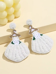 Boucles d'oreilles pendantes cloutées pour femme, style chapeau de cowboy de mariée, bijoux de mariage bohème classique, serti griffe - Product Image 4