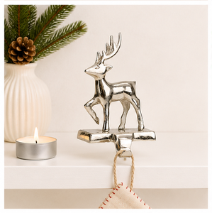 Wholesale Silver Metal Reindeer <b>Stocking</b> <b>Holder</b> For Fireplace Mantel Heavy Duty Christmas <b>Stocking</b> Hanger With Non-Slip Base - Product Image 4