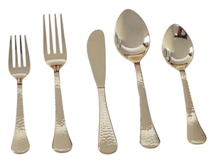 Couverts en acier inoxydable couverts martelés classiques en forme de larme argent poli - Product Image 2