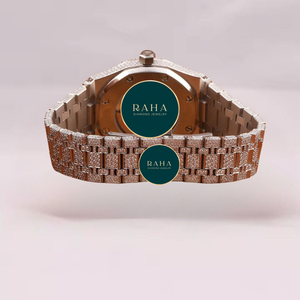 Montre de luxe RAHA Tonneau en acier inoxydable avec diamants, 41 mm, analogique, mécanique, unisexe, fermoir papillon, verre cristal, étanche 3 ATM - Product Image 6