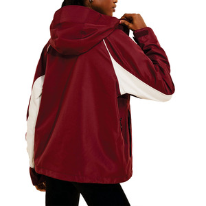 Trendy Women <b>Winter</b> <b>Waterproof</b> <b>Jacket</b> Maroon & White Custom Panel Windbreaker with Hood High-Quality Wholesale <b>jacket</b> for men - Product Image 2