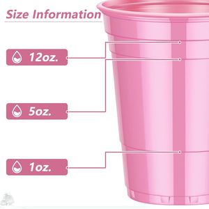 Confezione da 100 Bicchieri di Plastica Rosa da 16 oz, Resistenti, per Matrimoni, Compleanni, Lauree, Feste - Product Image 2