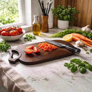 Planche à découper en bois de manguier de qualité supérieure KHATI HOUSE, robuste, avec poignée, fabriquée à la main, planche à découper alimentaire sécurisée - Product Image 4