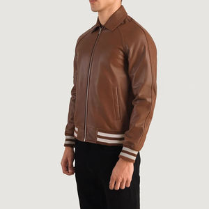 Blouson universitaire pour homme en cuir véritable, coupe-vent, veste de travail, hiver 2024, veste softshell sport, vêtements de moto - Product Image 2