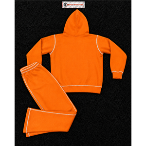 ชุดวอร์มสีส้มแบบกำหนดเองสำหรับผู้ชาย เสื้อฮู้ดมีซิปพิมพ์ลาย กางเกงจ็อกเกอร์ ชุดลำลองแนวสตรีทแวร์ ชุดกีฬาสองชิ้น แฟชั่นชุดสเวตสูท - Product Image 6