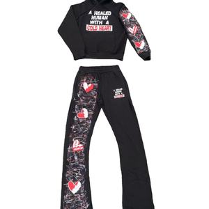 Nouveau modèle Survêtement Ensemble de jogging 2 pièces pour hommes Pantalon de survêtement évasé pour hommes avec sweat à capuche Survêtements coupe-vent - Product Image 2