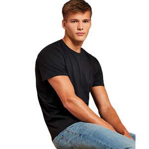 T-shirt en coton gris uni pour homme, coupe classique, col rond, manches courtes, style décontracté, jersey tricoté, teinture unie - Product Image 6
