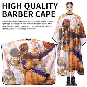 Cape de coiffure professionnelle Kobe Bryant Lakers, design basketball, résistante à l'eau, confortable, taille ajustable, en polyester - Product Image 2