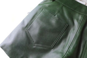 Shorts en cuir PU vert taille mi-haute pour femme PIHA SPORTS, fermeture boutonnée, coupe décontractée, couleur unie, avec poches, imperméables et séchage rapide - Product Image 6
