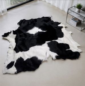 Faux Fur Cowhide Area Rug Animal Print Plush Non-Slip Rubber Backing Farmhouse Style Living Room Decor - Product Image 4