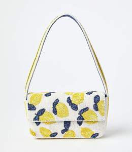 Sac à bandoulière élégant perlé avec broderie complexe, sac bandoulière brodé citron avec motif floral, style mode quotidien - Product Image 5