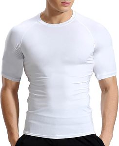 T-shirt de sport pour homme en polyester, col en V, extensible dans quatre directions, idéal pour la randonnée en plein air - Product Image 1