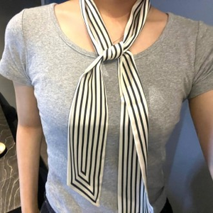 Pañuelo largo a rayas marfil 130cm Bufanda pequeña - Product Image 1