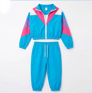 Color Block Women Tracksuit Set <b>Zip</b> <b>Cropped</b> Jacket Full Length Jogger Pants Streetwear Sportswear Running Windbreaker 6XL - Product Image 4