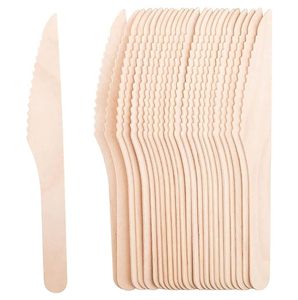 High Quality Sanded Birchwood Biodegradable Eco-Friendly Recyclable <b>Disposable</b> Knives 155mm <b>Tableware</b> Set Strong Cutlery in 2026 - Product Image 3