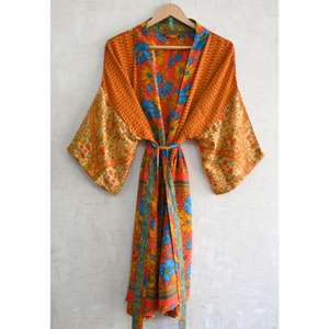 Robe Kimono Longue de Luxe en Soie Patchwork pour Femme, Style Bohème, Respirante, Grande Taille, Vêtement de Nuit, Coupe Classique - Product Image 2