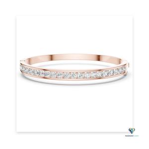 3.465 CT Rose <b>Gold</b> Round Lab Grown Diamond Channel Set <b>Bangle</b> Bracelet in 14K 18K <b>Solid</b> <b>Gold</b> - Product Image 6