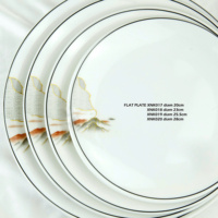 Ensemble de 4 assiettes plates de luxe en mélamine, blanc uni avec ligne noire, non toxique, qualité alimentaire, compatible micro-ondes et lave-vaisselle