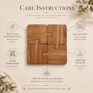 Posavasos de Madera con Forma de Rompecabezas, Posavasos de Madera Natural para Bebidas, Aislantes, Resistentes al Calor, Protectores de Mesa para Tazas de Café - Product Image 5