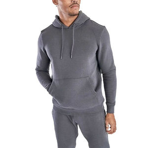Ensemble de survêtement gris à capuche pour homme, fermeture éclair intégrale, décontracté, couleur unie, sweat-shirt et pantalon en coton, respirant, coupe classique, pour l'automne - Product Image 5