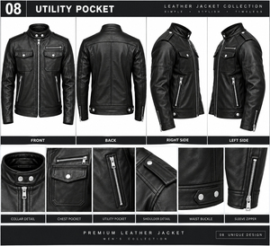 Veste en cuir pour homme, style streetwear, imperméable, respirante, écologique, pour l'hiver, unie, avec fermeture éclair, best-seller, personnalisable - Product Image 3
