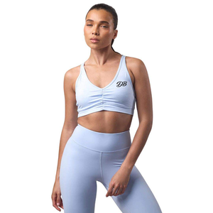 Top Deportivo Azul Claro para Mujer con Logotipo Personalizado, Cuello en V Fruncido, Sin Costuras, para Entrenamiento, Conjunto de Gimnasio, Ropa Deportiva al por Mayor - Product Image 6